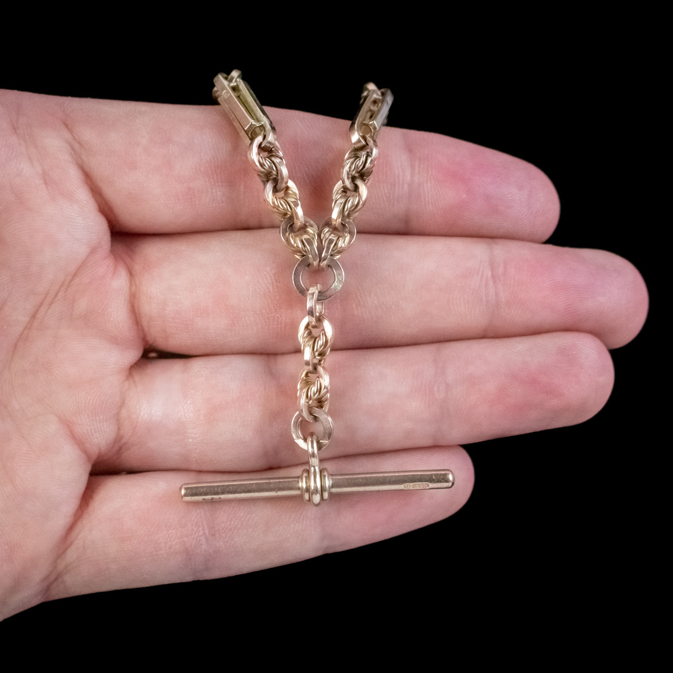 Antique Victorian Albert Chain Necklace 9ct Gold Circa 1880