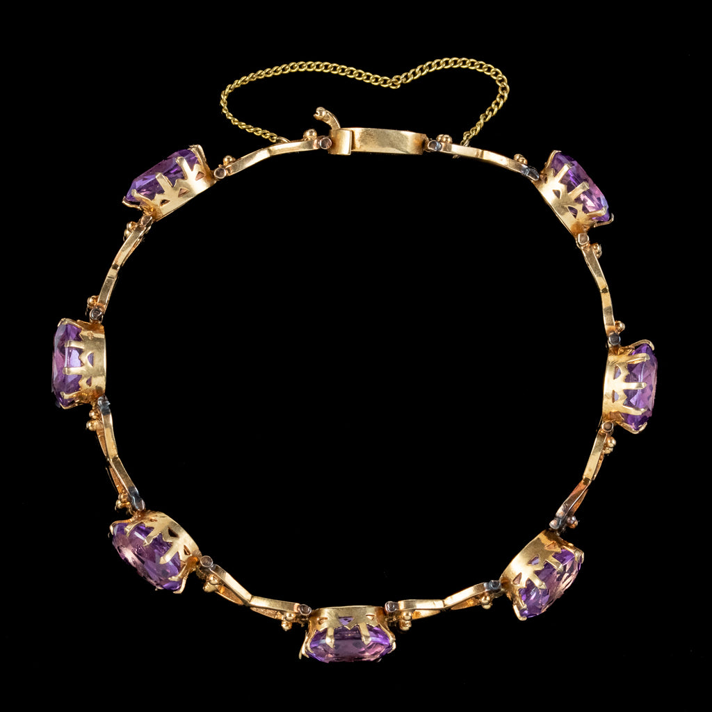 Antique Victorian Amethyst Bracelet 18ct Gold 21ct Of Amethyst 