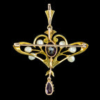 Antique Victorian Amethyst Pearl Pendant Brooch 18ct Gold