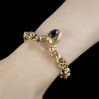 Antique Victorian Bracelet Garnet Heart Padlock Circa 1860 Boxed