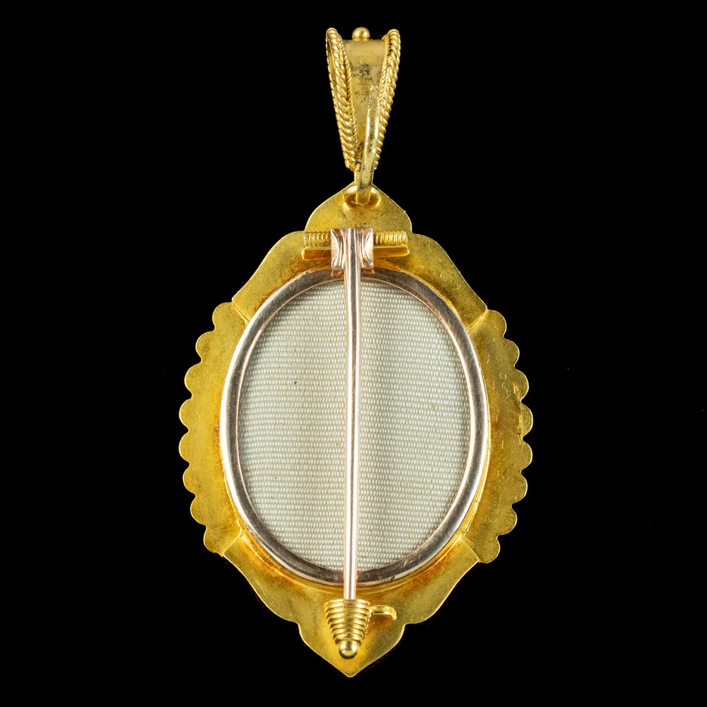 Antique Victorian Diamond Etruscan Revival Locket 18ct Gold With Box 