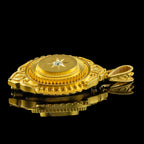 Antique Victorian Diamond Etruscan Revival Locket 18ct Gold With Box 