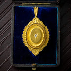 Antique Victorian Diamond Etruscan Revival Locket 18ct Gold With Box 