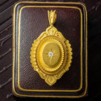 Antique Victorian Diamond Etruscan Revival Locket 18ct Gold With Box 