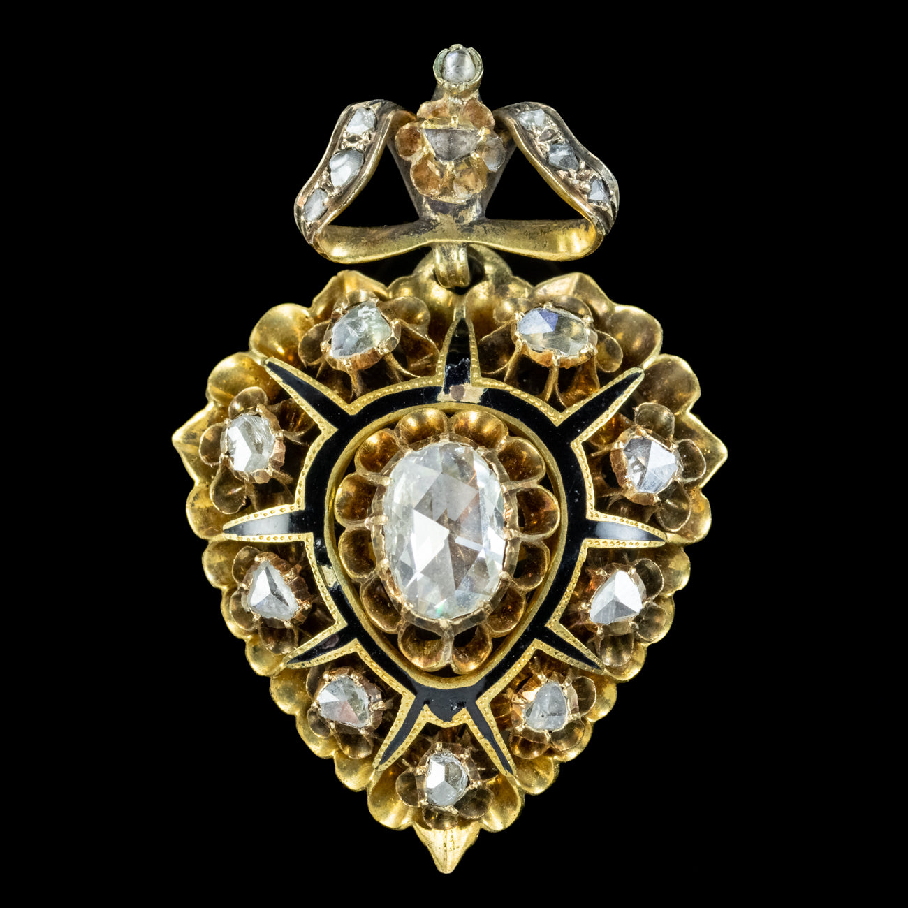 Antique Victorian Diamond Heart Pendant Locket 18ct Gold 4ct Of Diamond Secondary image