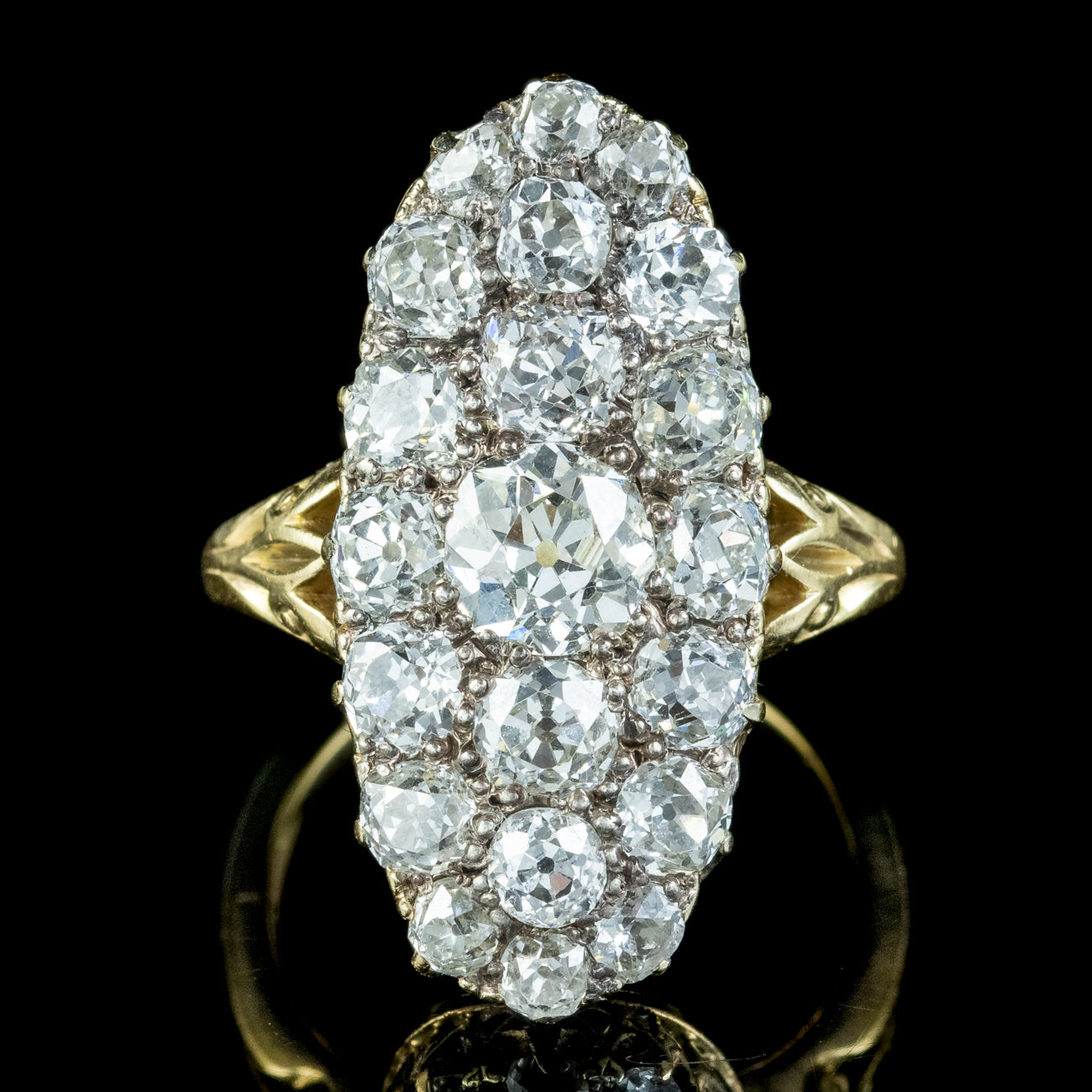 Antique Victorian Diamond Navette Cluster Ring 5ct Of Diamond With Box Secondary image