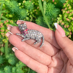 Antique Victorian Diamond Ruby Cat Brooch 5.5ct Of Diamond 
