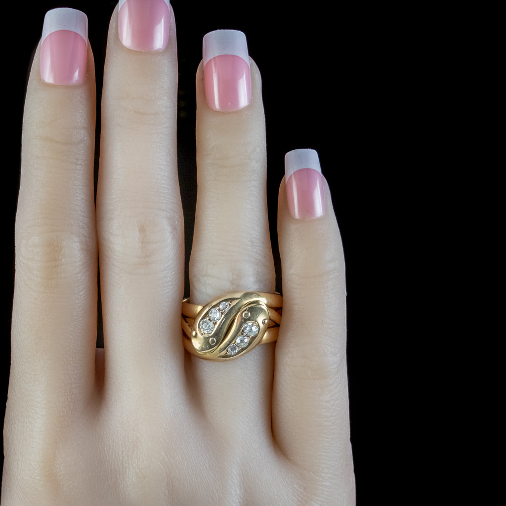 Antique Victorian Diamond Snake Ring Dated 1899