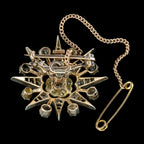 Antique Victorian Diamond Star Brooch 18ct Gold Silver 2ct Of Diamond 