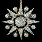 Antique Victorian Diamond Star Brooch 18ct Gold Silver 2ct Of Diamond 