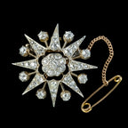 Antique Victorian Diamond Star Brooch 18ct Gold Silver 2ct Of Diamond 