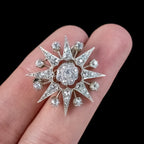 Antique Victorian Diamond Star Brooch 18ct Gold Silver 2ct Of Diamond 