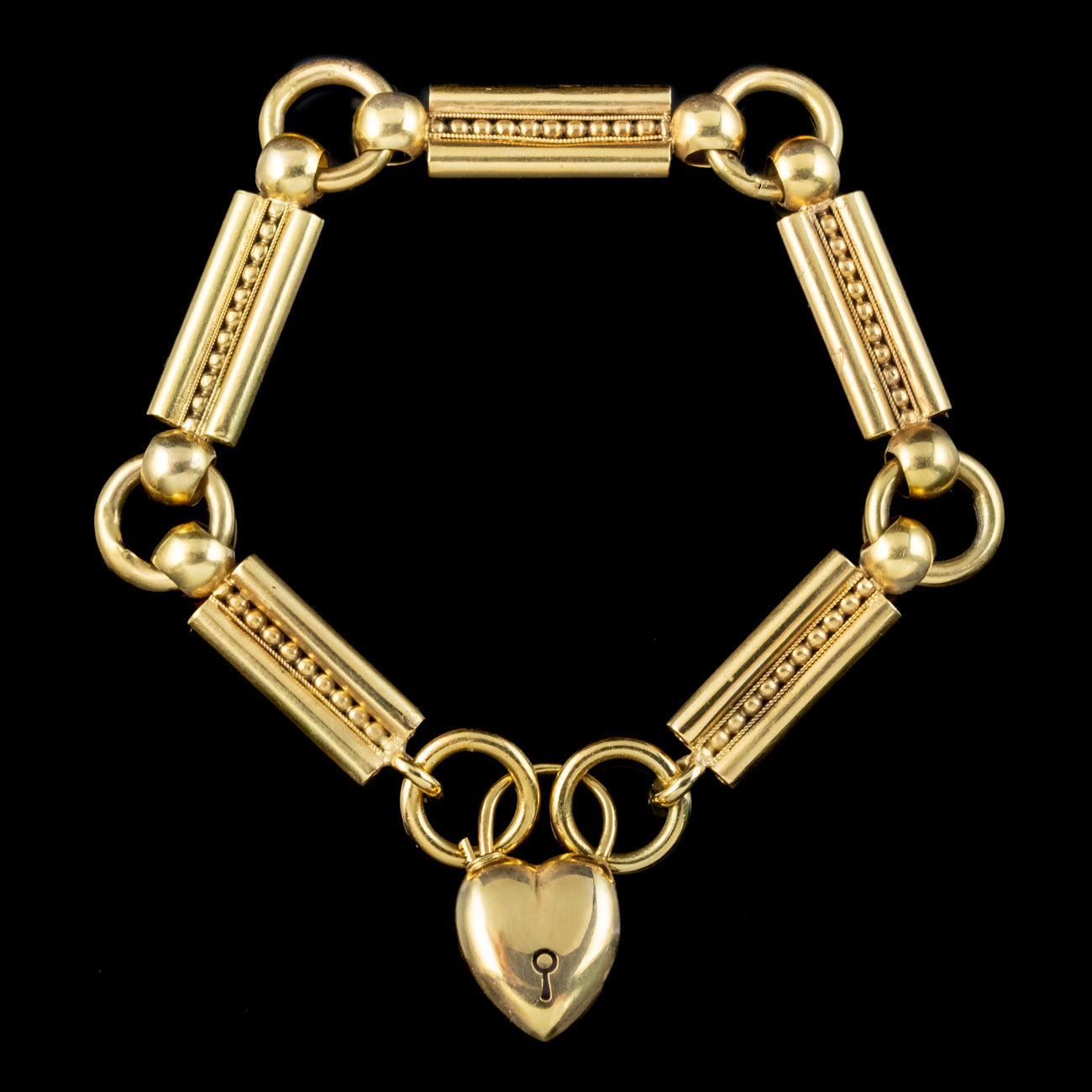 Antique Victorian Etruscan Bracelet With Heart Padlock 15ct Gold Secondary image