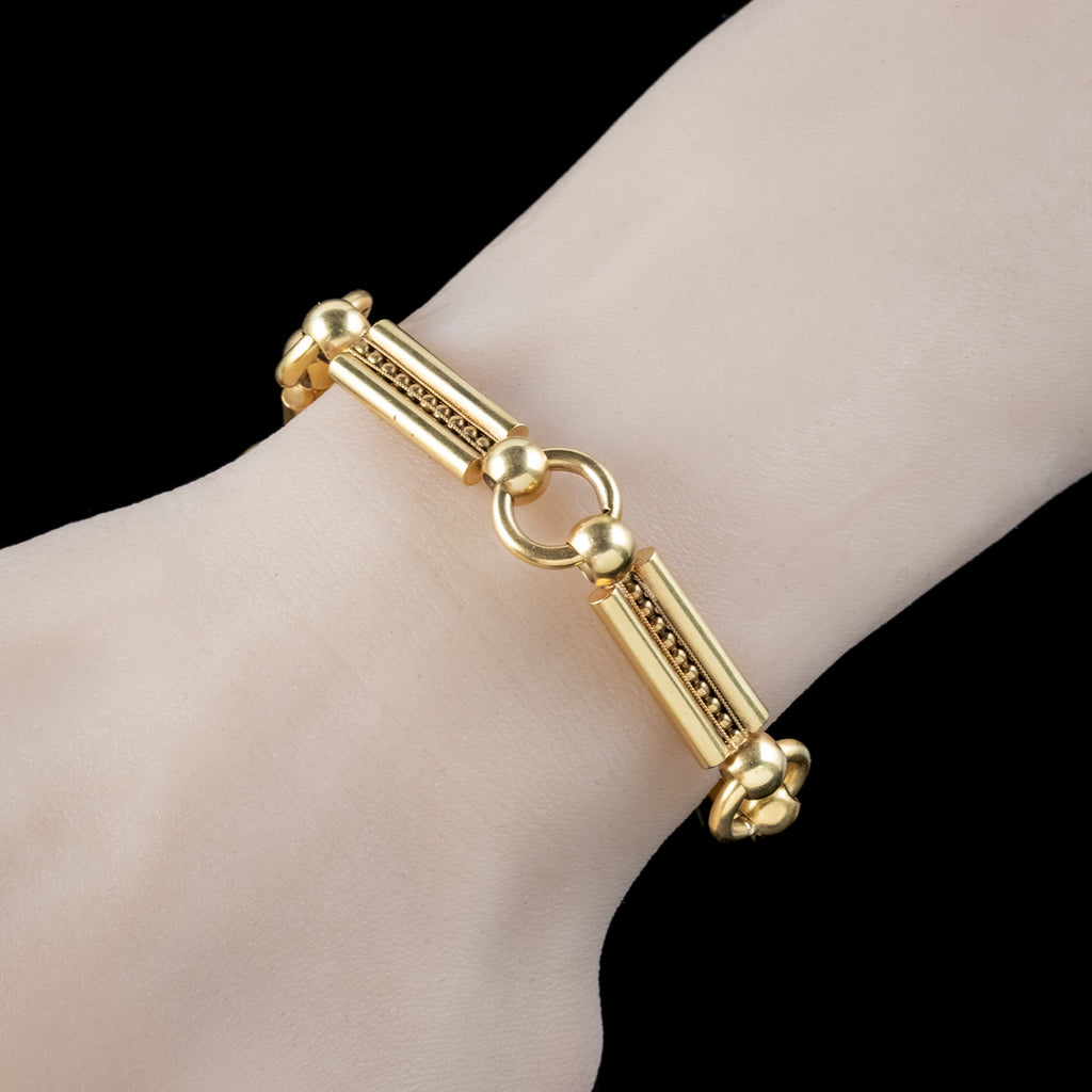 Antique Victorian Etruscan Bracelet With Heart Padlock 15ct Gold