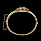 Antique Victorian Etruscan Garnet Pearl Bangle 18ct Gold 