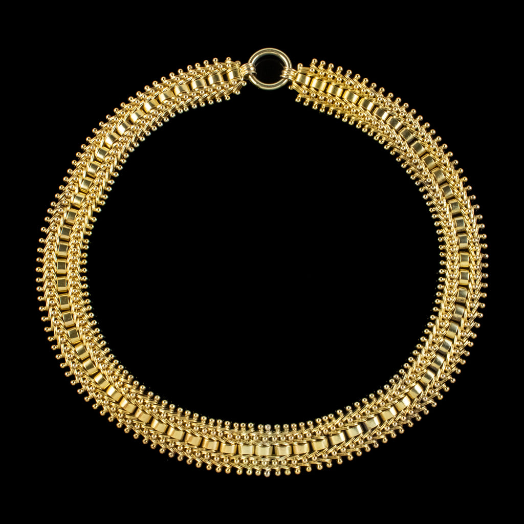 Antique Victorian Etruscan Revival Collar Necklace 15ct Gold