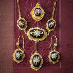 Antique Victorian Etruscan Revival Garnet Pearl Star Earrings 18ct Gold