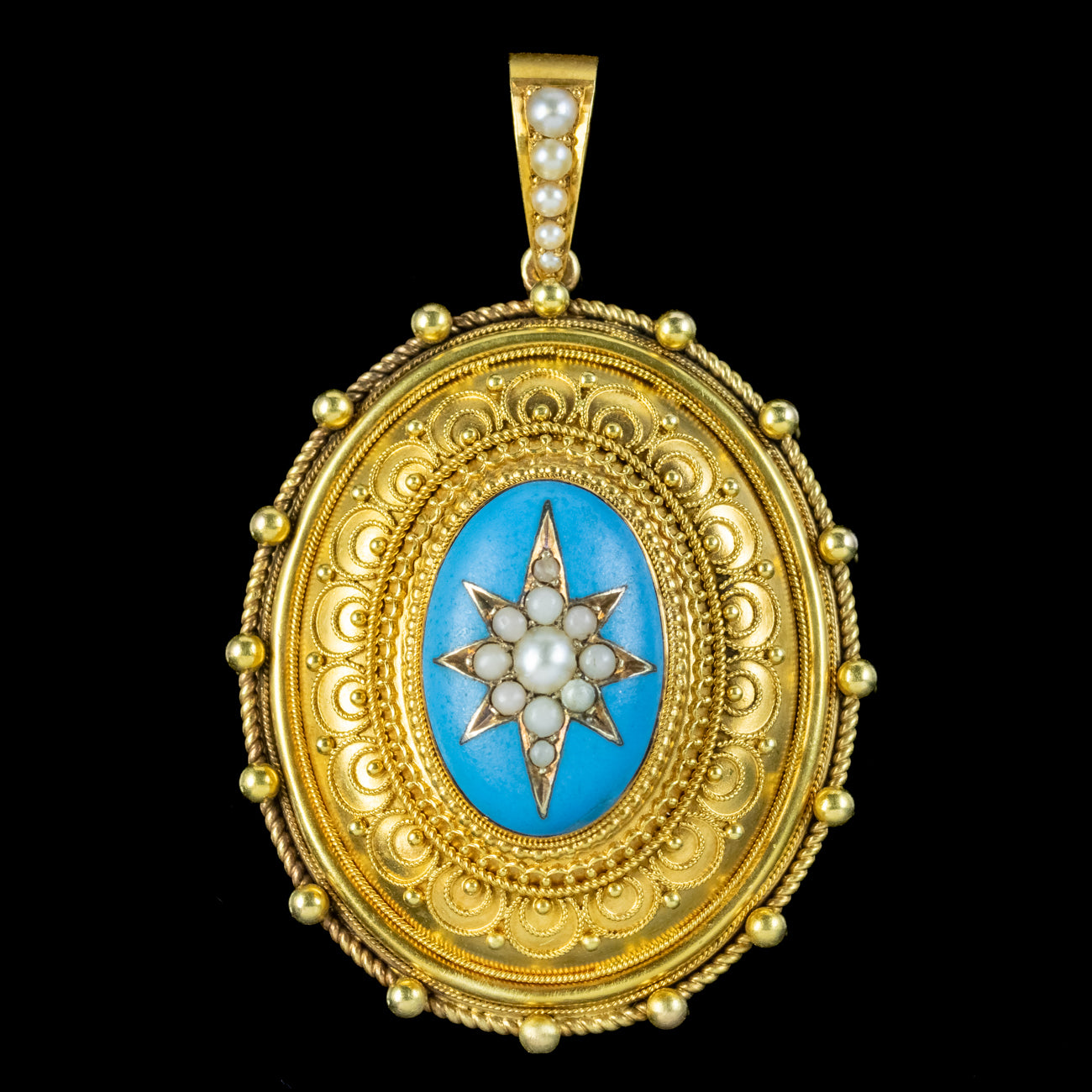 Antique Victorian Etruscan Revival Pearl Locket 18ct Gold Secondary image