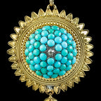 Antique Victorian Etruscan Turquoise Locket Pendant Necklace 18ct GoldB