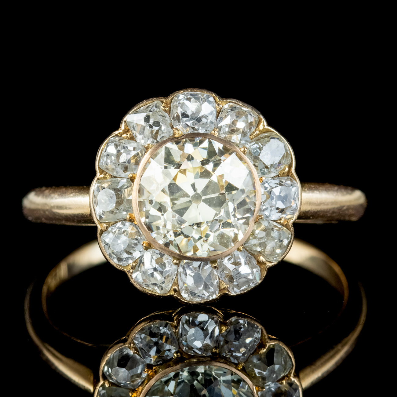 Antique Victorian Fancy Diamond Daisy Cluster Ring 2.7ct Total Secondary image