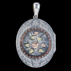 ANTIQUE VICTORIAN FLORAL LOCKET GOLD STERLING SILVER ROBINSON AND MCKEWAN DATED 1881 