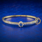 Antique Victorian French Sapphire Diamond Bangle 18ct Gold 