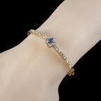 Antique Victorian French Sapphire Diamond Bangle 18ct Gold 