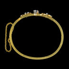 Antique Victorian French Sapphire Diamond Shamrock Bangle 18ct Gold