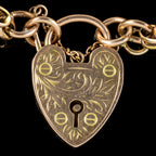 ANTIQUE VICTORIAN GATE BRACELET 9CT GOLD HEART PADLOCK CIRCA 1900