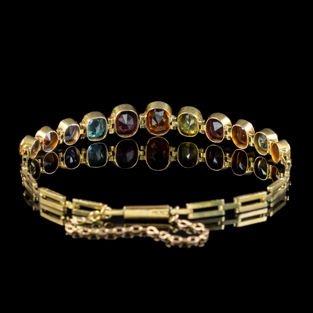 Antique Victorian Gemstone Bracelet 15ct Gold 