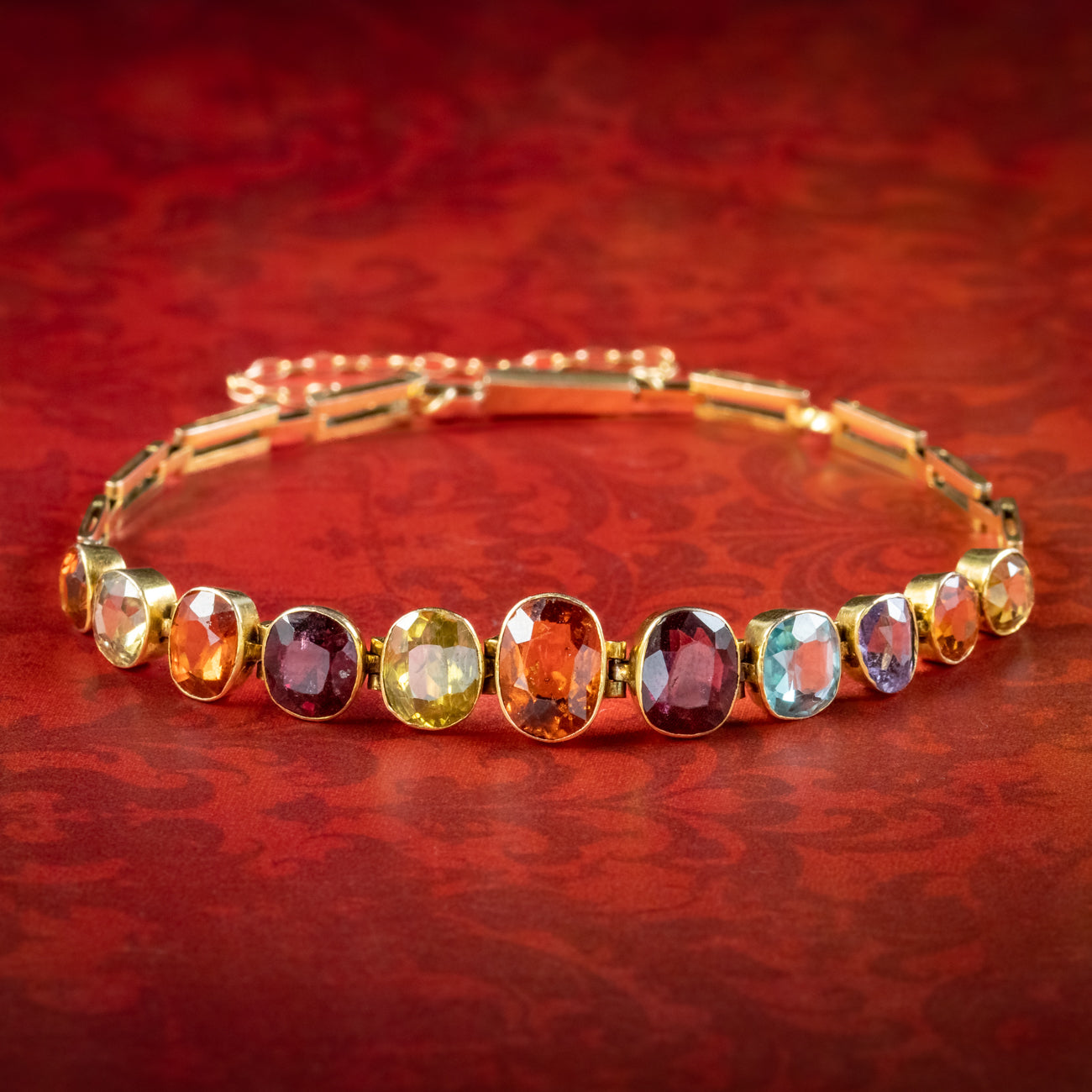 Antique Victorian Gemstone Bracelet 15ct Gold  Main image