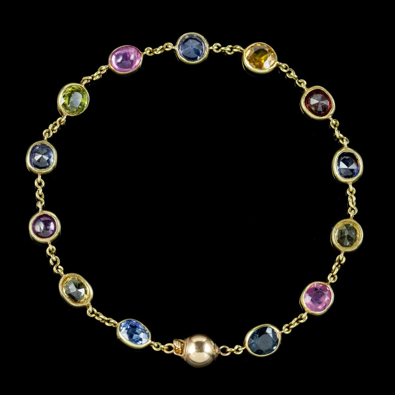 Antique Victorian Gemstone Bracelet 18ct Gold Circa 1900