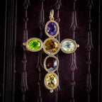 Antique Victorian Gemstone Cross Pendant 15ct Gold Circa 1900