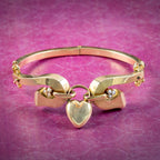 Antique Victorian Heart Padlock Bangle 9ct Gold