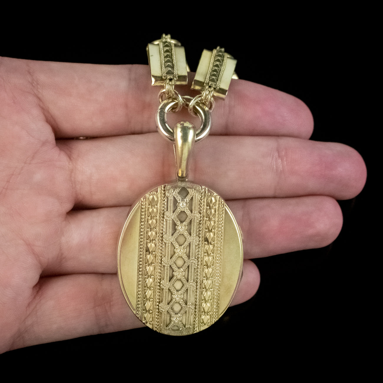 Antique Victorian Locket Collar Necklace Silver 18ct Gold Gilt Circa 1880