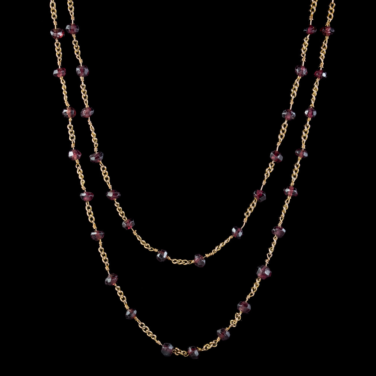 Antique Victorian Long Garnet Guard Chain 9ct Gold Secondary image