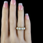 Antique Victorian Natural Pearl Diamond Ring 18ct Gold Circa 1880