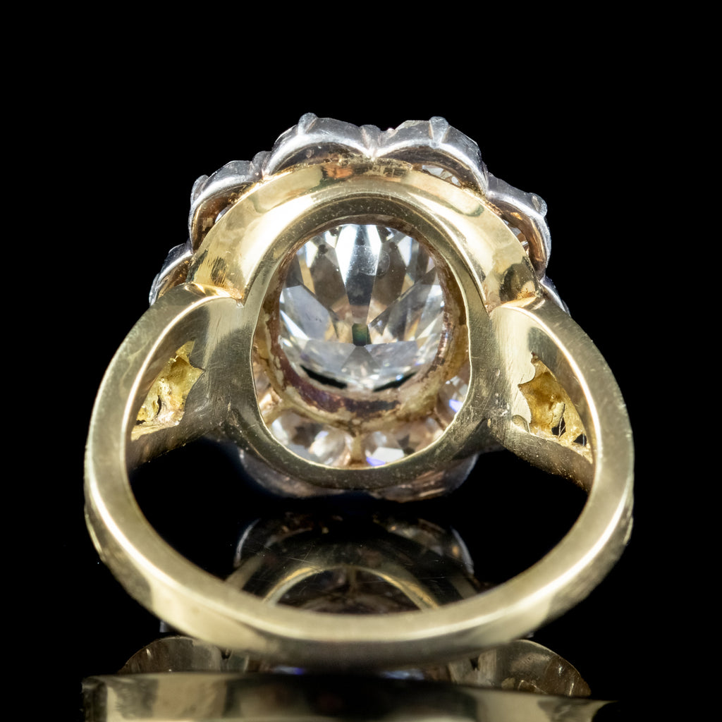Antique Victorian Old Cut Diamond Cluster Ring 4.5ct Total 