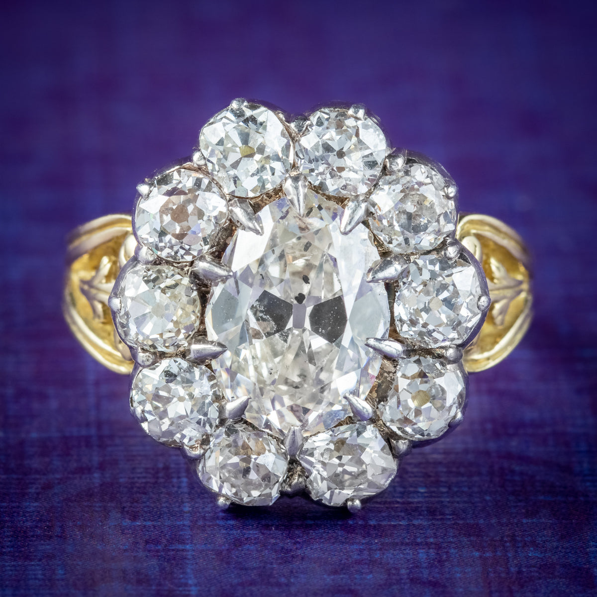 Antique Victorian Old Cut Diamond Cluster Ring 4.5ct Total  Main image