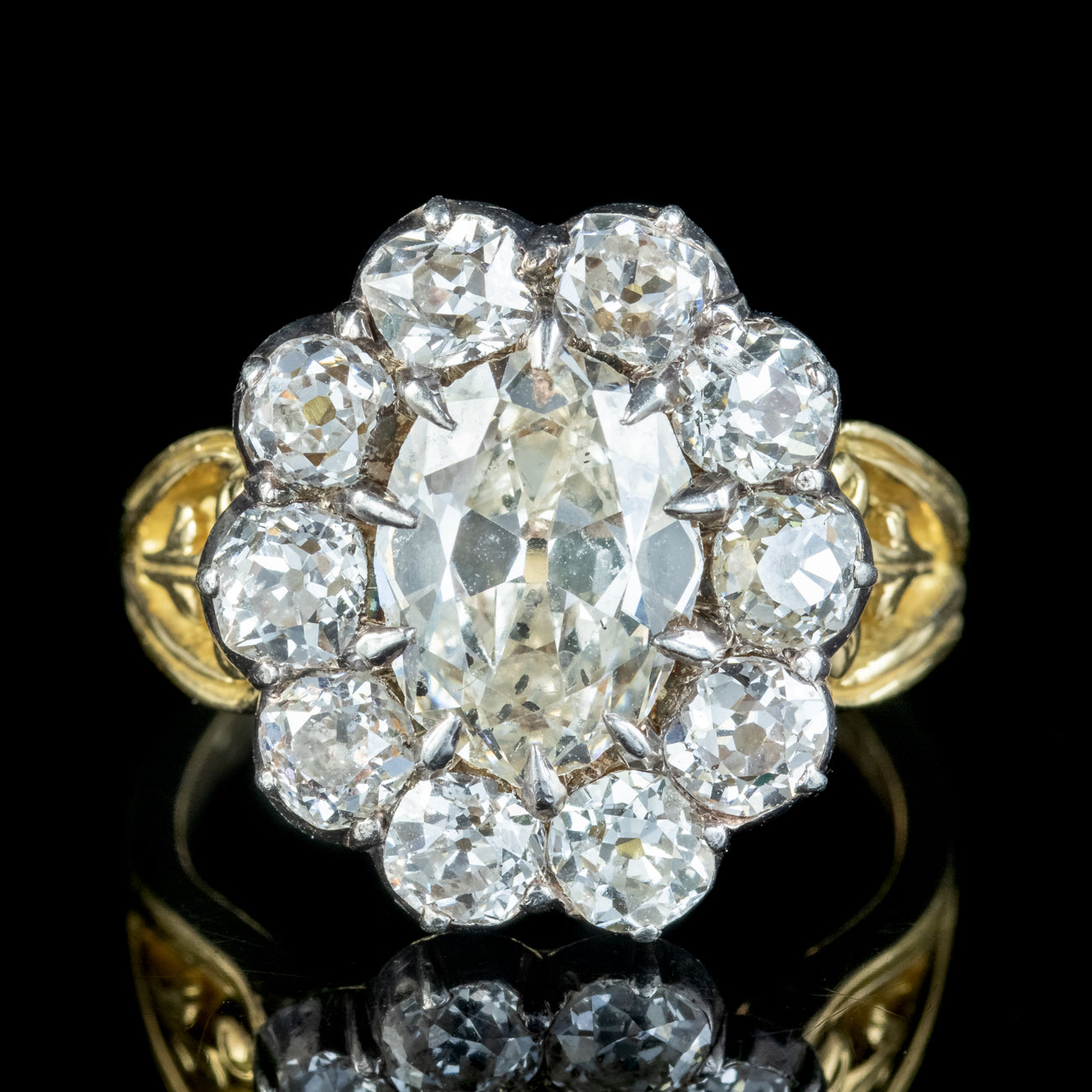 Antique Victorian Old Cut Diamond Cluster Ring 4.5ct Total Secondary image