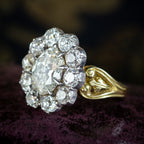 Antique Victorian Old Cut Diamond Cluster Ring 4.5ct Total 