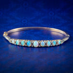 Antique Victorian Opal Diamond Bangle 9ct Gold 2.6ct Of Opal 