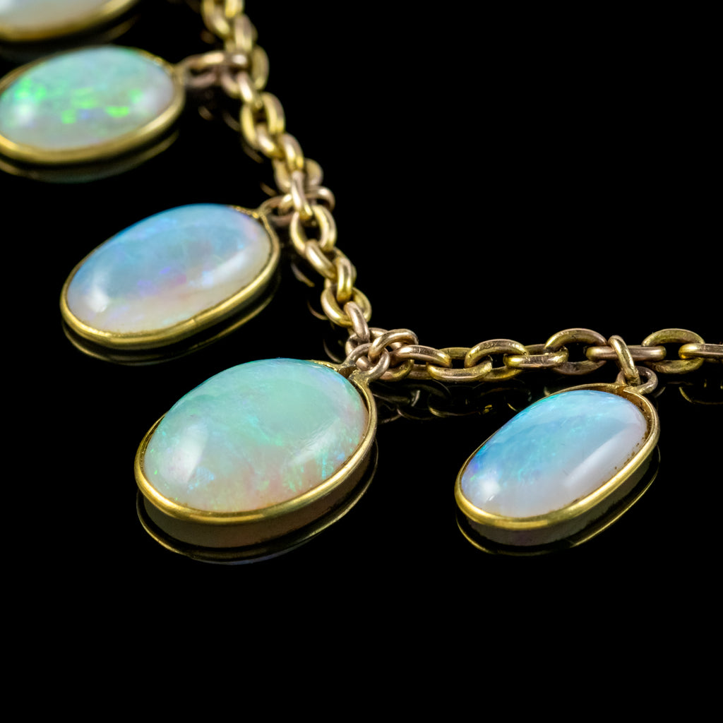 Antique Victorian Opal Necklace 9ct Gold With Box