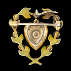 Antique Victorian Pearl Diamond Heart Brooch 15ct Gold With Locket 