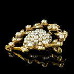 Antique Victorian Pearl Diamond Heart Brooch 15ct Gold With Locket 
