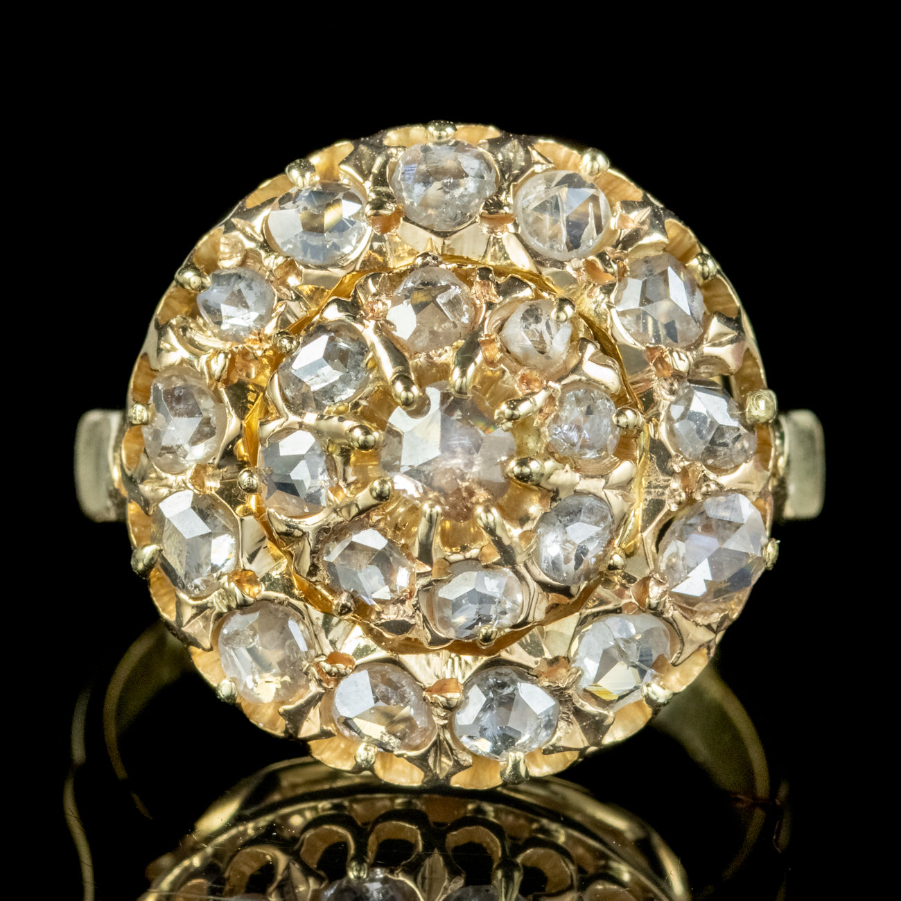 Antique Victorian Rose Cut Diamond Cluster Ring 2.50ct Of Diamond With Box Secondary image