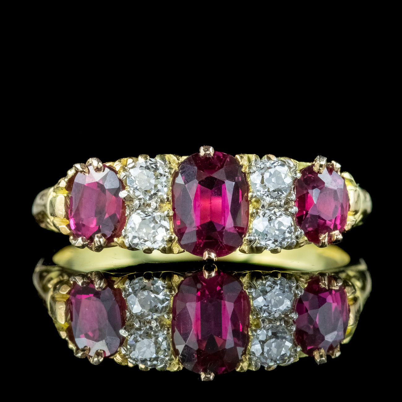 Antique Victorian Ruby Diamond Ring 1.1ct Ruby Secondary image