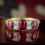 Antique Victorian Ruby Diamond Ring 1.1ct Ruby