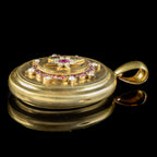 Antique Victorian Ruby Pearl Star Locket 18ct Gold 