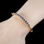 Antique Victorian Sapphire Diamond Bangle 18ct Gold 3ct Of Sapphire